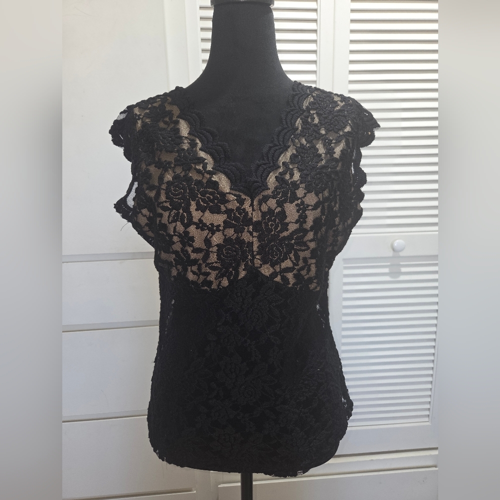 Elegant Black Lace Top. Size XL Runs Small.